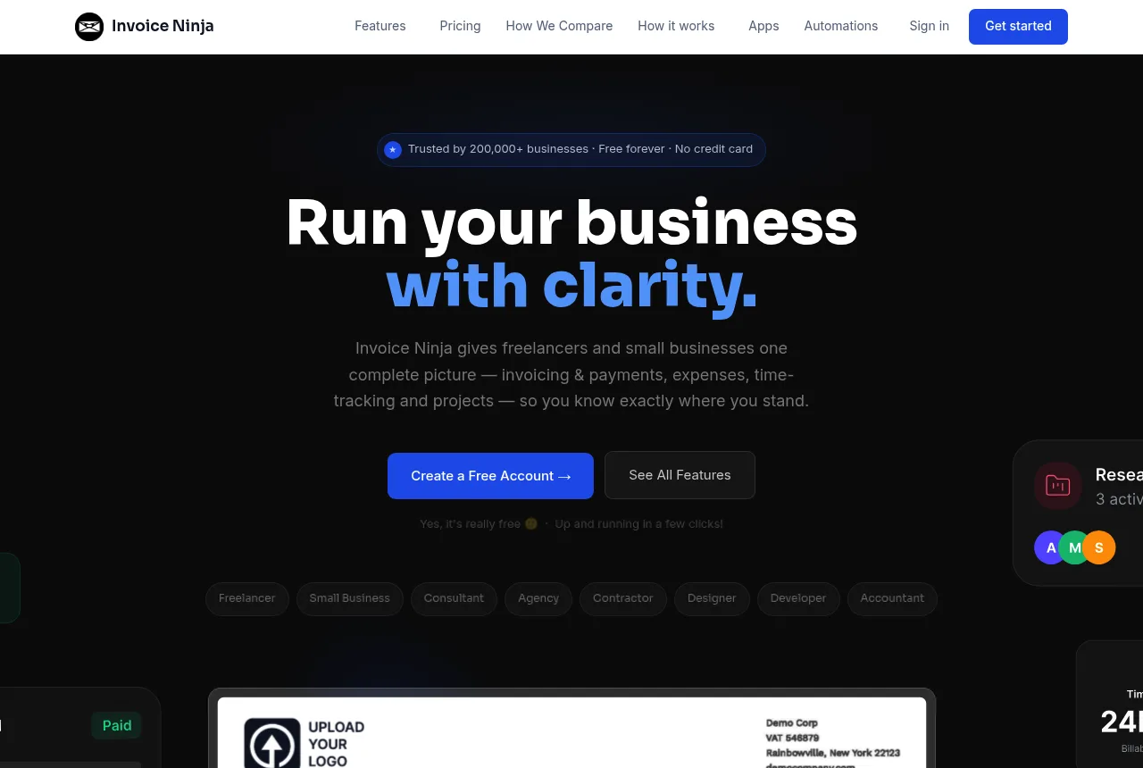 Captura de Invoice Ninja
